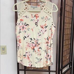 Daniel Rainn Floral Lace Blouse - Cream and Pink